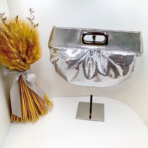 Steve Madden Metallic Silver Clutch Bag